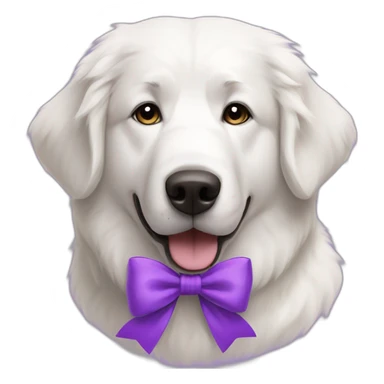 white big great Pyrenees female dog with a purple bow sticker