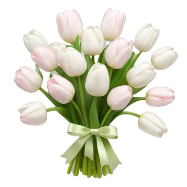 White tulips bouquet with light pink bow  sticker