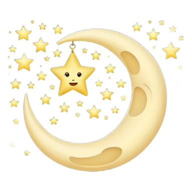 crescent moon with star around it  sticker