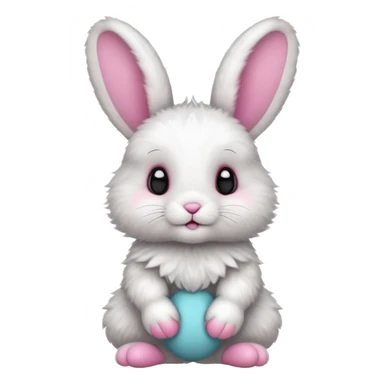 a white and black baby rabbit staying on its legs sticker