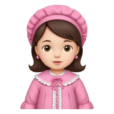 brunette baby girl traditional pink dutch clothes sticker