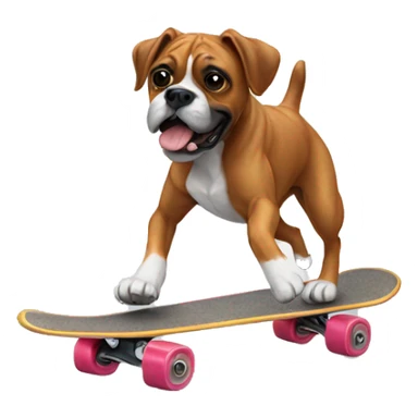 boxer dog skating  sticker
