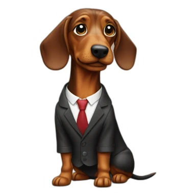 Teckel with a suit sticker