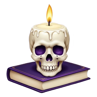 skull candle on black occult books dark purple sticker