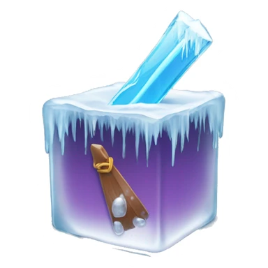 ippy ( story protocol ) placed in an ice cube and holding an icicle sticker