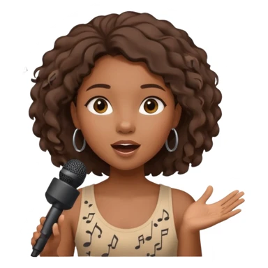 African American girl singing with microphone in her hand Abe music notes everywhere floating around sticker