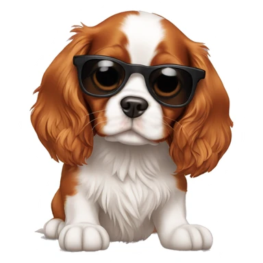cavalier king charles spaniel puppy with sunglasses sticker