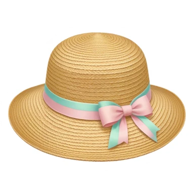 A woven sun hat with a pastel ribbon sticker