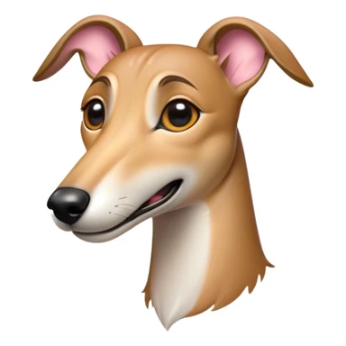 Cinematic Comical Fawn Greyhound Portrait Emoji, Head tilted dramatically with an exaggeratedly amused expression, featuring a striking fawn Fur with subtle elegance, wide, expressive eyes filled with playful disbelief, Simplified yet hilariously expressive features, highly detailed, glowing with a slightly sassy glow, high shine, dramatic yet playful, stylized with an air of cheeky charm, bright and endearing, soft glowing outline, capturing the essence of a spirited and over-the-top racer, so meme-worthy it feels like it could side-eye its way into internet fame instantly! sticker