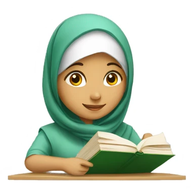 A muslim girl is studying  sticker