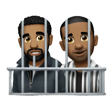 Drake the rapper and p diddy the rapper both behind a jail cage sticker