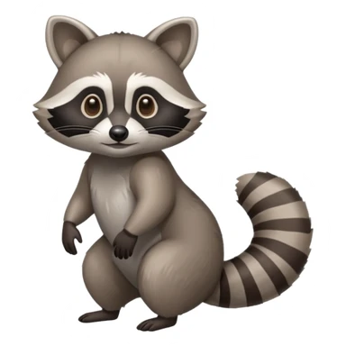 Create a single emoji of a Raccoon in full body, shown at a slight side angle in a natural, characteristic pose. Cute and stylized like an emoji, but clearly recognizable
 sticker