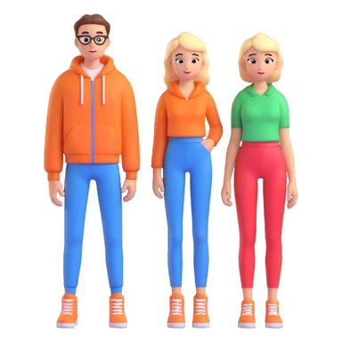 Draw these two characters in full height, keeping the same 3D cartoon style, black background, and their current outfits and appearance. sticker