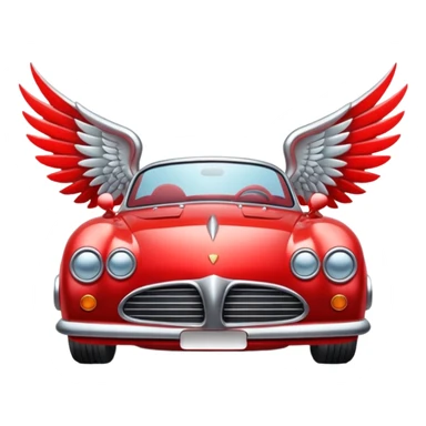 Red car with wings sticker