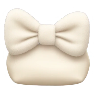 fluffy cream cosmetic bag with a bow sticker