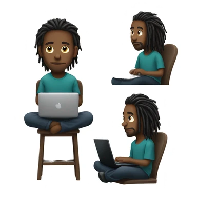 Black-guy-with-dreads-wearing-trackstuit-sitting-down-on-chair facing-foward-focused-on-laptop-computer- sticker