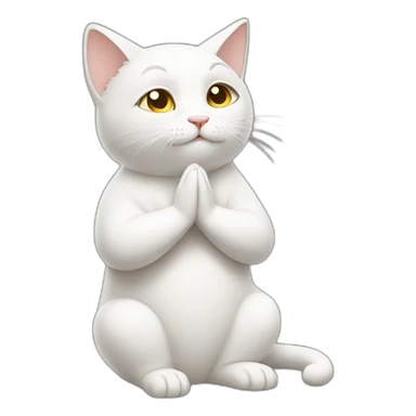 White cat praying for god sticker