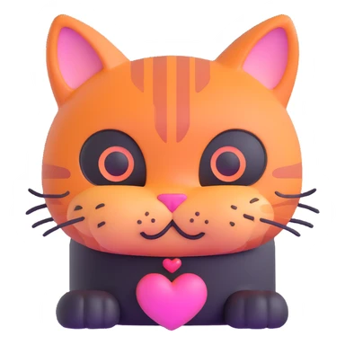orange cat with pink heart eyes sticker