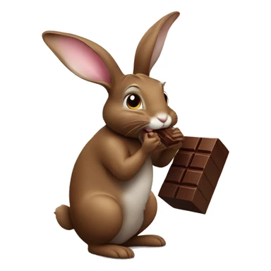 rabbit eating a chocolate sticker