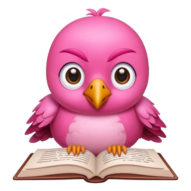passaro rosa escrevendo um livro sticker