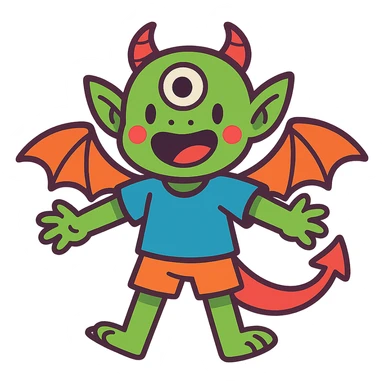 kid character that is 20% dragon, 60% alien, and 20% demon sticker