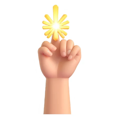 radiant hand with beams of light, pointing at the viewer, symbolizing the finger of god, no text sticker