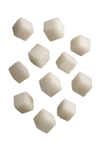 zollette di zucchero iperealistico 4k fluttuano in aria sticker