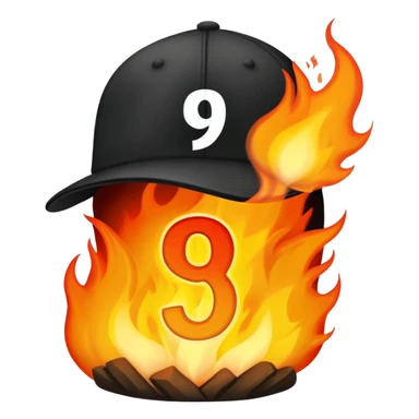 black cap on fire with number “9” on it sticker