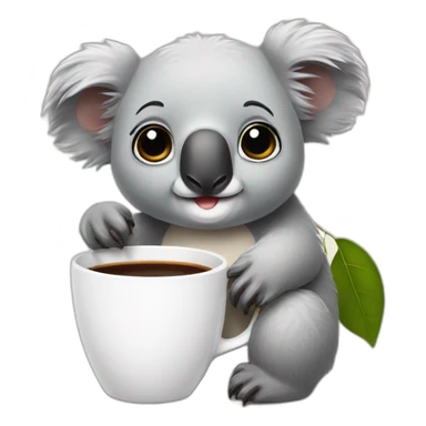 Koala with a cup of coffee sticker