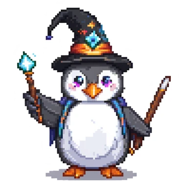 penguin wizard with magic wand sticker