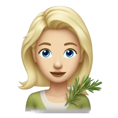 woman with blond Hair and Blue Eyes growing rosemary out of her head sticker