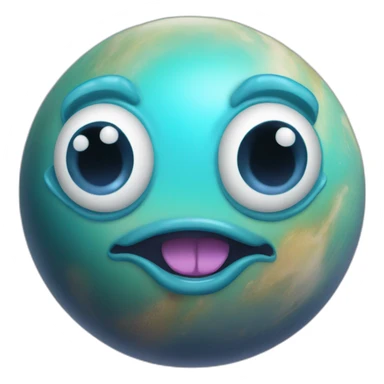 planet Neptune with a cartoon face with tongue sticker