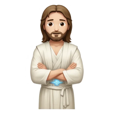 fullbody jesus christ jacked, sleeveless white robe and arms crossed sticker