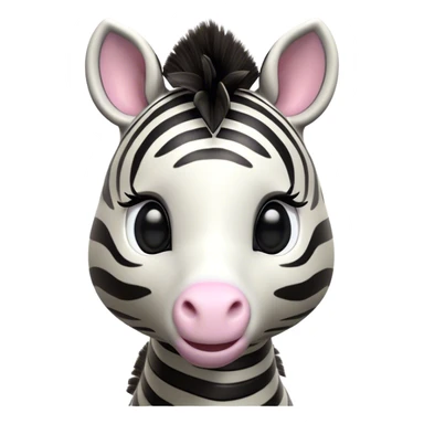 Cinematic Cute Zebra Portrait Emoji, Head tilted playfully and inquisitively, featuring a glossy, intricately striped Fur of black and white with round, sparkling eyes filled with curious wonder, Simplified yet irresistibly adorable features, highly detailed, glowing with a warm, friendly glow, high shine, affectionate and spirited, stylized with a touch of savannah whimsy, bright and endearing, soft glowing outline, capturing the essence of a mischievous yet loving zebra, so playful it feels like it could prance out of the screen and into your arms! sticker