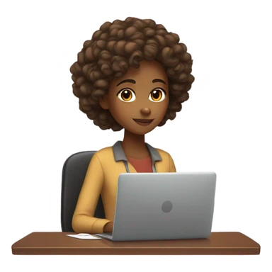 Brown girl, computer science intern with a laptop sticker