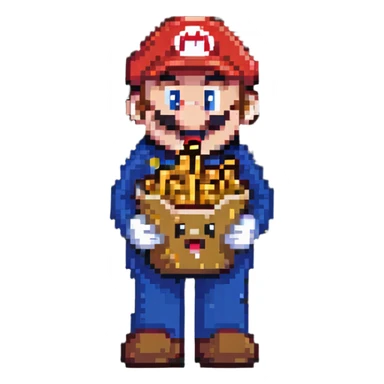 Mario character eating french fries sticker