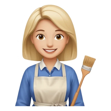 Hold. Women painting smilling tablier sticker