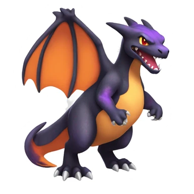 Cool Black Charizard-Quilava-Cat-Pokémon with orange belly and purple markings Full Body sticker