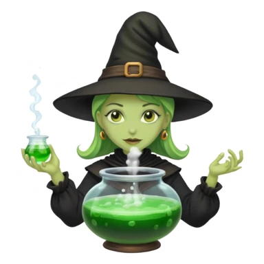 green witch cooking potion sticker