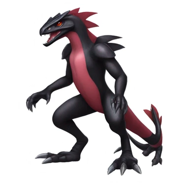 cool edgy modern black and maroon Dark-type nargacuga Salazzle Nargacuga Salandite Raptor-Pokémon full body sticker