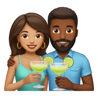 Interracial couple enjoying margaritas, black man with beard and light skinned woman sticker