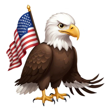 Bald eagle with an American flag behind it  sticker