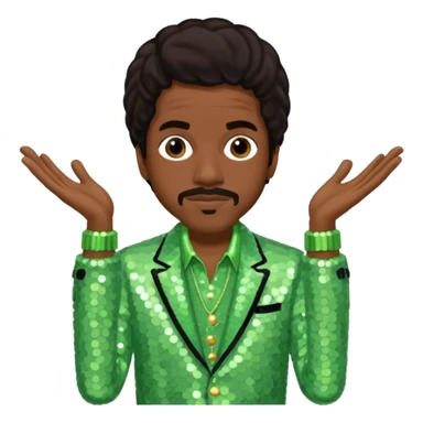 Andre 3000 from Outkast with dark brown hair, pale green sequin outfit sticker