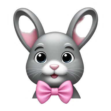 grey bunny pink bow sticker