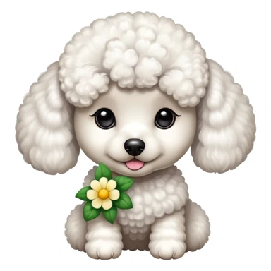 A cute  little  Small sized Poodle and flower sticker