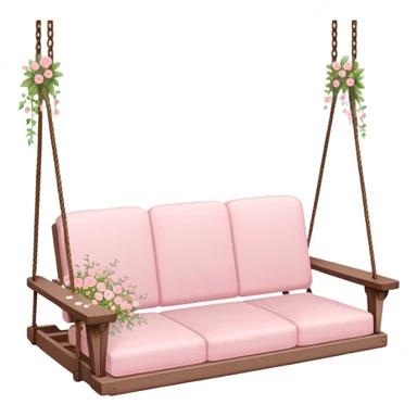 Romantic pastel pink wooden couch-swing with tiny flowers around sticker
