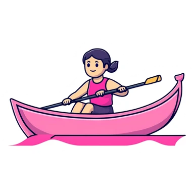 woman rowing a pink boat sticker