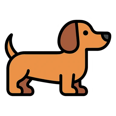teckel dog, simple and recognizable, color icon style sticker