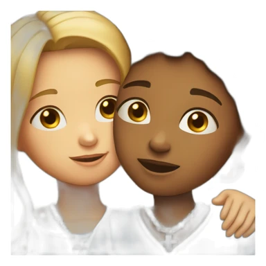 one girl wearing a cross necklace and one girl wearing a blue shirt hugging sticker