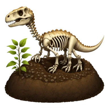 Dinosaur skeleton in soil sticker